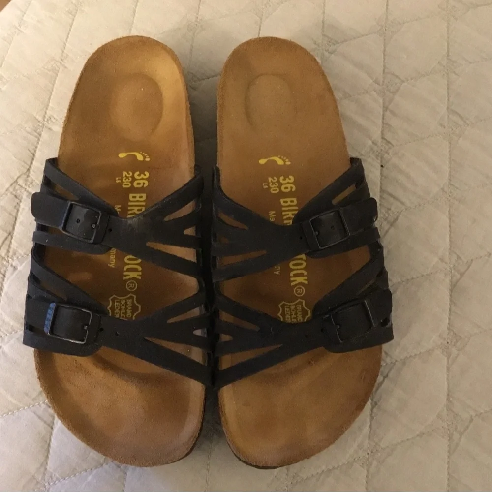 Women’s Birkenstock “Granada” Birkibuc Black Sandals SZ 36/US 5. Worn Once. - Picture 5 of 6
